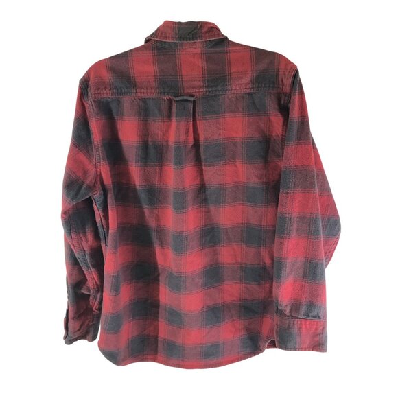 Jachs Mens Flannel Shirt Button Down Chest Pockets Cotton Plaid Red Black M - Picture 2 of 4